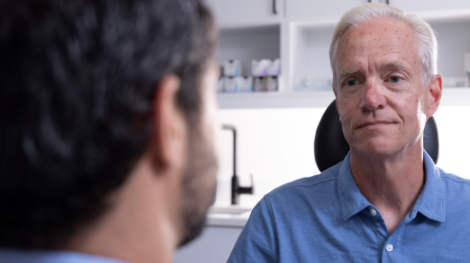 Man in dermatologist’s office